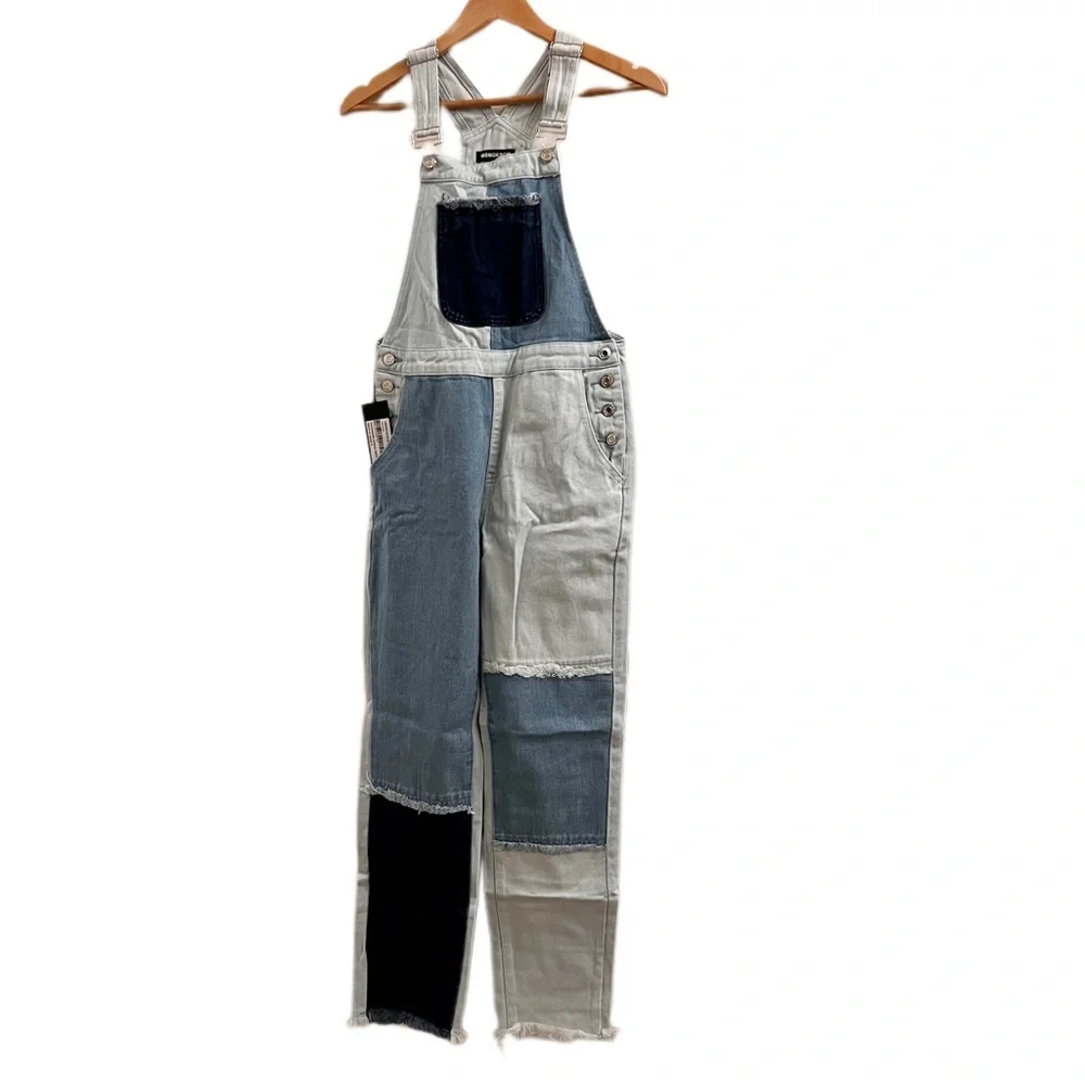 Momokrom Distressed Patchwork Denim Overalls Dolls Kill - Picture 2 of 12